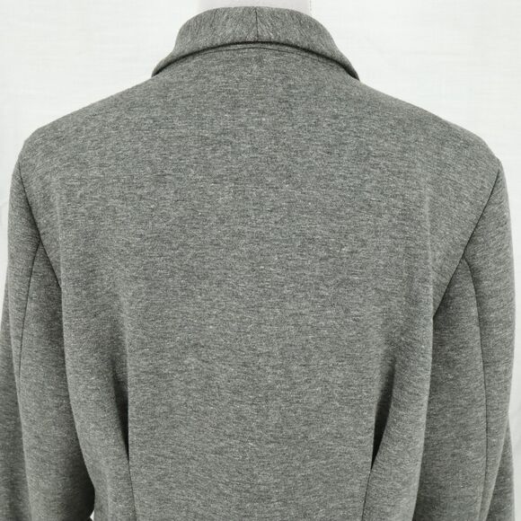 Saks Fifth Avenue Jacket Womens XL Gray Stretch Knit Ruched Sleeves Lined Blazer - Picture 9 of 16